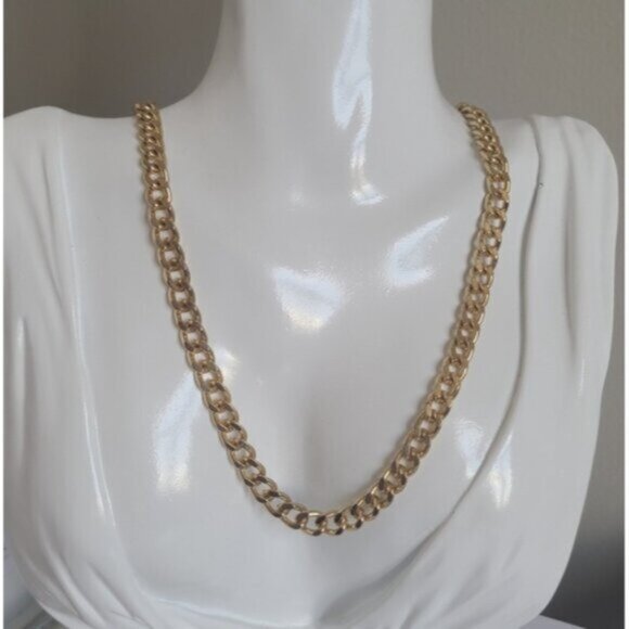 Classic Women's Unisex Chunky Luxury Gold Plated Chain Link Necklace 16" - Picture 8 of 8